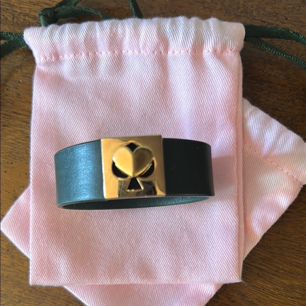 Dark green and Gold Leather Bracelet